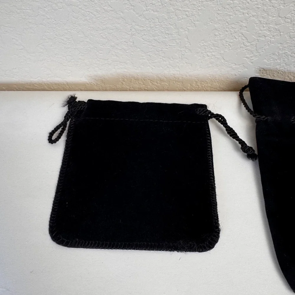 Swarovski Dust Bags Lot of 2 Black Velvet Drawstring Jewelry Pouches Vintage